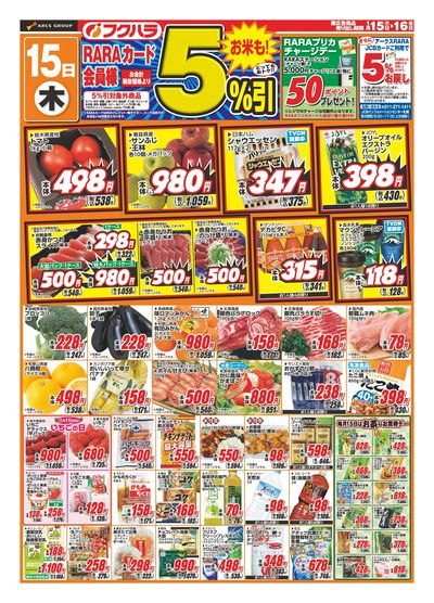 ララ5%感謝デー 15日RARAカード会員様5%引