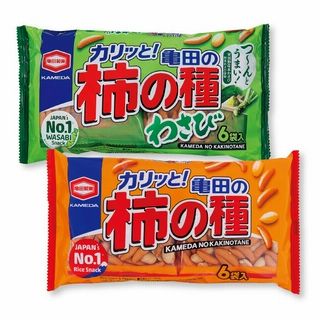 亀田の柿の種(プレーン・わさび、各6袋)