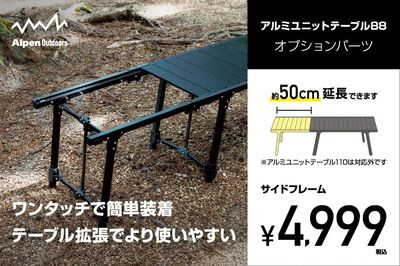 【ワンタッチで簡単装着 アルミユニットテーブル88オプションパーツ サイドフレーム】