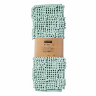 すべりにくい吸水バスマット ブロック ミントグリーン 幅60cm 奥行45cm