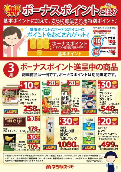 3月のボーナスポイント進呈商品(一例)