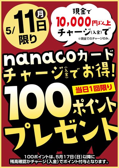 5/11はnanacoカードチャージでお得!