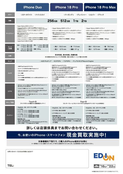 iPhone Duoご予約はエディオンで(ウラ)