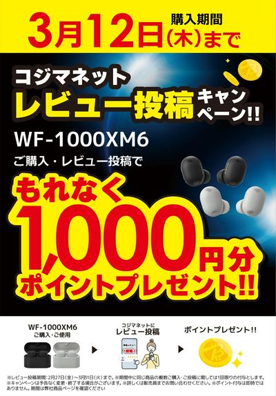 【SONY WF1000XM6 】レビュー投稿キャンペーン