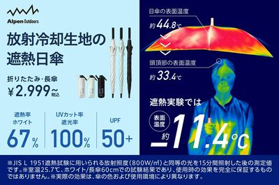 【アルペンアウトドアーズ 放射冷却生地の遮熱日傘】