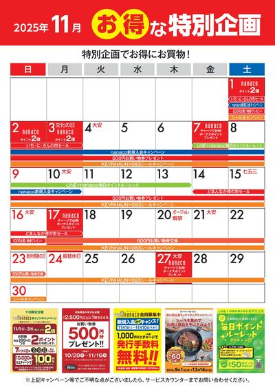 11月のお得な特別企画