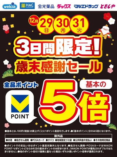 3日間限定!歳末感謝セール実施中!