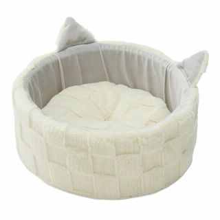 猫丸型ベッドジャンボ チェッカーボードアイボリー