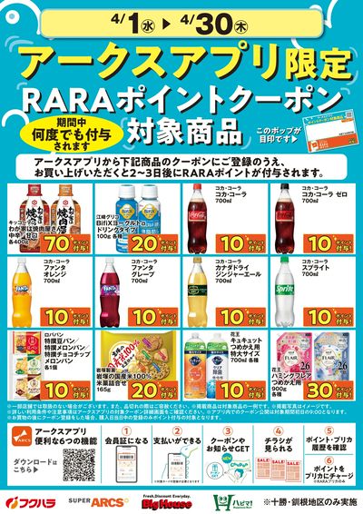 4月アークスアプリ限定RARAポイントクーポン対象商品