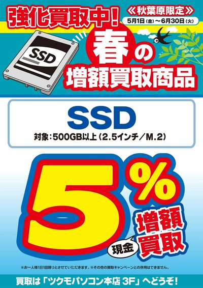 強化買取中!春の増額買取商品「SSD」
