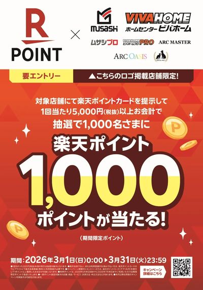 【楽天ポイントカード】抽選で1,000名さまに1,000ポイントが当たる!