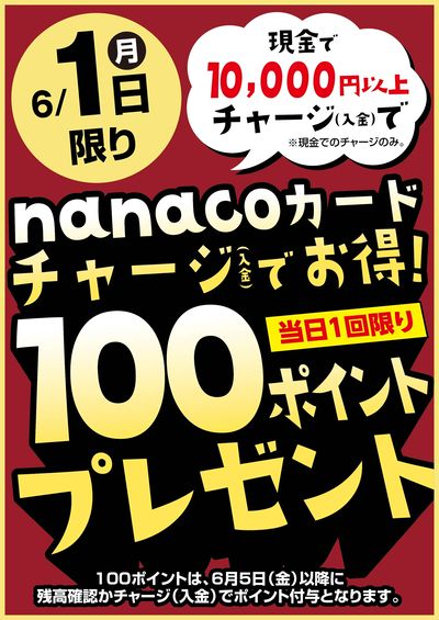 6/1はnanacoチャージでお得!