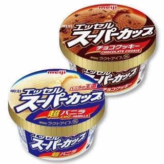 エッセルスーパーカップ(超バニラ・チョコクッキー、各200ml)