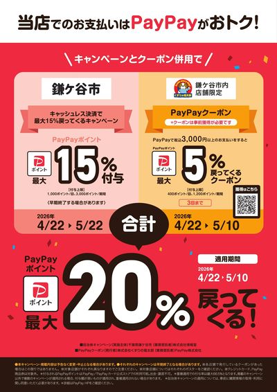 【鎌ケ谷市×PayPay】最大20%戻ってくるキャンペーン