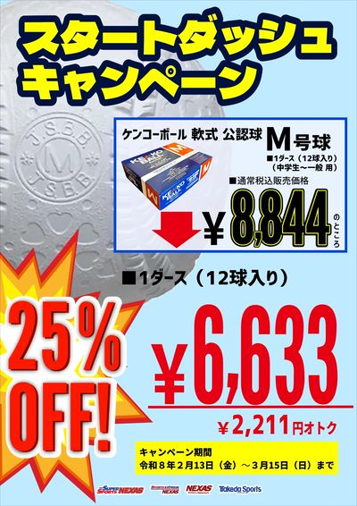 ケンコーボール軟式公認球 25%OFF