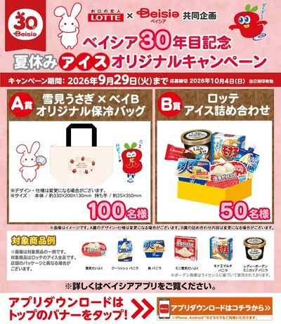 LOTTE×Beisia共同企画 ベイシア30年目記念 夏休みアイスオリジナルキャンペーン