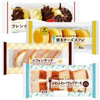 フレンチクルーラー/焼きチーズスフレ/シフォンサンドバニラ/ふわふわパウンドケーキ(レアチーズ)