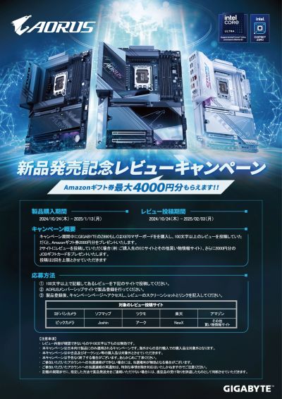 GIGABYTE製マザーボード新製品発売記念キャンペーン