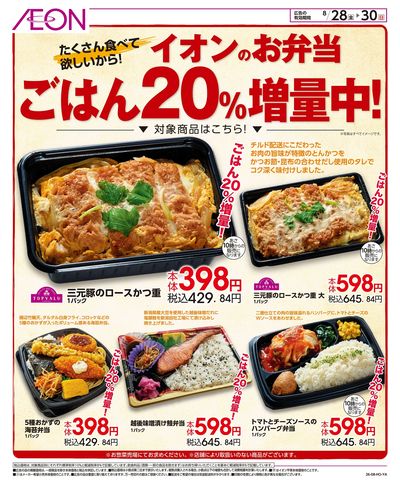8/28号 お弁当ごはん20%増量中!:裏面