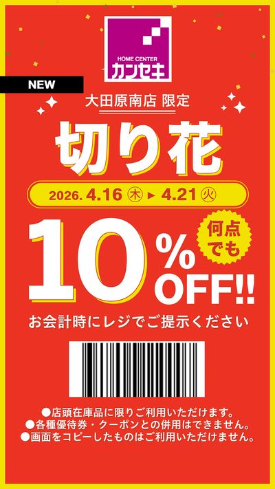 【大田原南店限定】切花何点でも10%OFFクーポン!