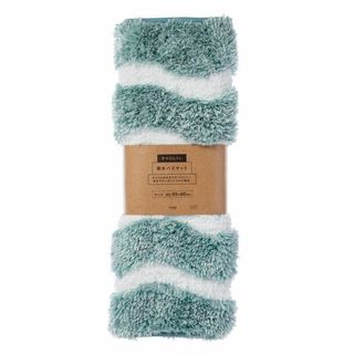 すべりにくい吸水バスマット ウェーブ ブルー 幅60cm 奥行45cm