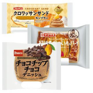クロワッサンサンドモンブラン/濃みつ紅はるかのいもパイ/チョコチップチョコデニッシュ