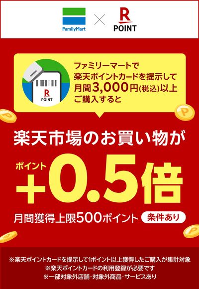 楽天ポイントカード提示で、楽天市場でのお買い物がおトクに!