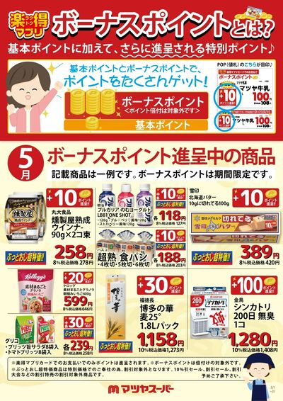 5月のボーナスポイント進呈商品(一例)