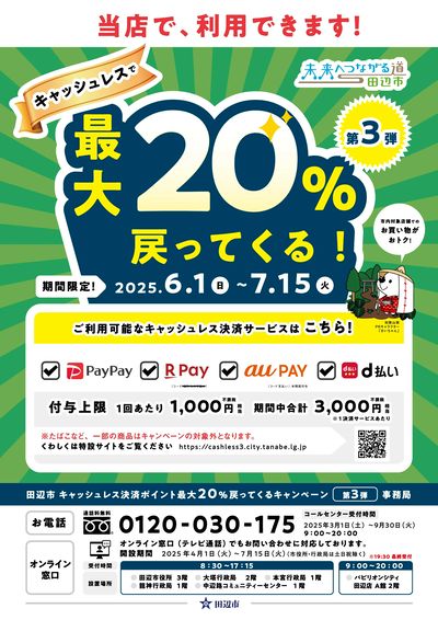 和歌山県田辺市キャッシュレスで最大20%戻ってくる!