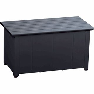 静かに開閉できるアルミ収納ベンチ ブラック 幅90cm 奥行45cm 高さ48cm