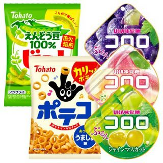 ビーノ(うましお味)/ポテコ(あっさりうましお味)/コロロ(巨峰/清水白桃/シャインマスカット)