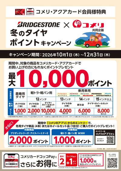 〈BRIDGESTONE〉冬のタイヤ ポイントキャンペーン