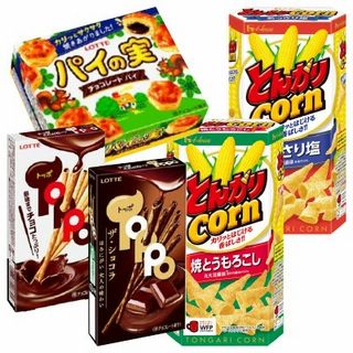 パイの実/トッポ/トッポ ザ・ショコラ/とんがりコーン(あっさり塩/焼とうもろこし)