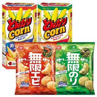 とんがりコーン(あっさり塩/焼とうもろこし)/無限エビ/無限のり