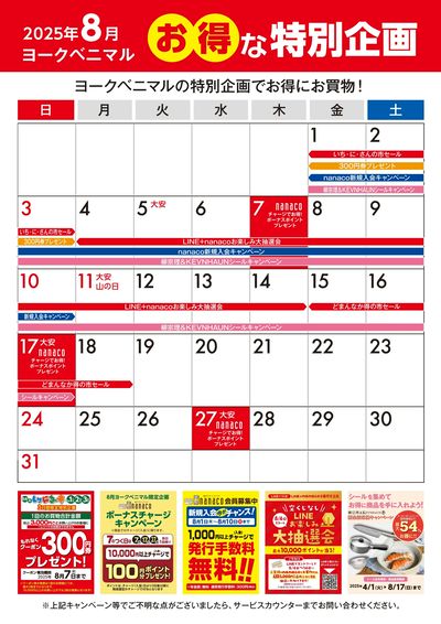 8月のお得な特別企画