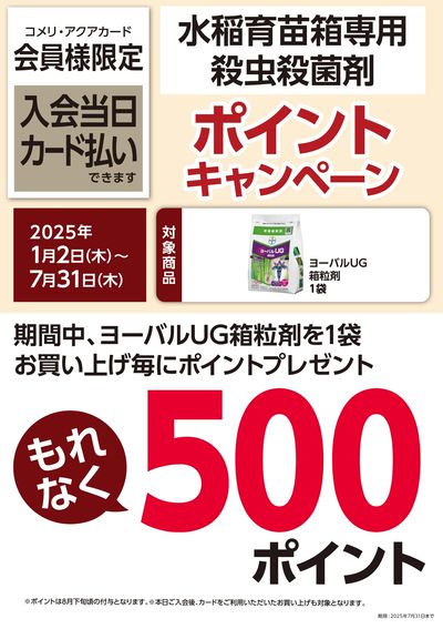 水稲育苗箱専用 殺虫殺菌剤 ポイントキャンペーン