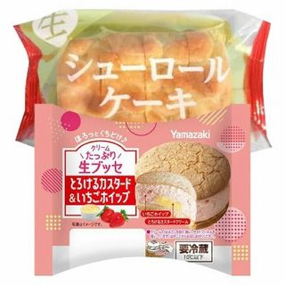 生シューロールケーキ(4コ入)/クリームたっぷり生ブッセ(とろけるカスタード&いちごホイップ)