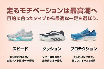 【走るモチベーションは最高潮へ 目的に合ったタイプから最適な一足を選ぼう】