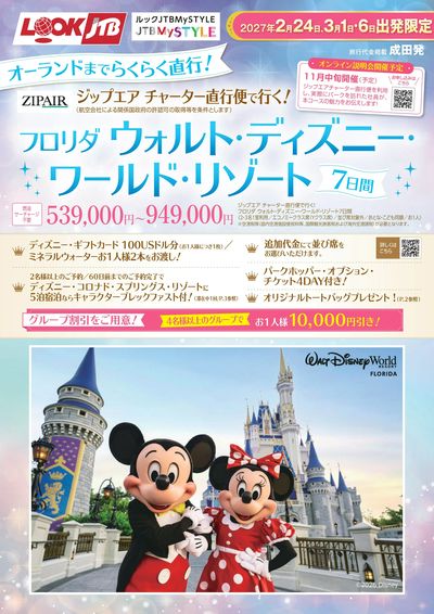 グループ割引もご用意!フロリダ ウォルト・ディズニー・ワールド・リゾート7日間