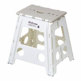 持ち運びしやすい折りたたみ踏み台 ハイタイプ ホワイト