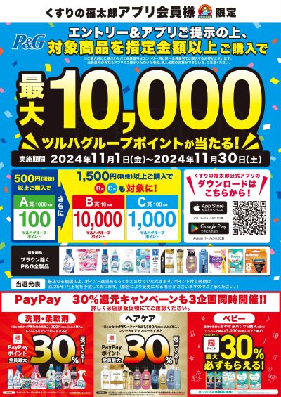 P&Gキャンペーン!最大10,000ツルハグループポイントが当たる!