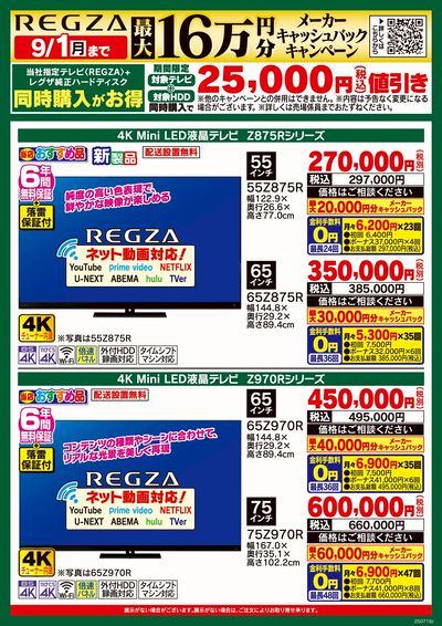 REGZAキャッシュバックキャンペーン