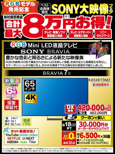 SONY大映像フェア!合計最大8万円おトク!