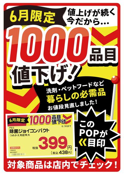 【6月限定】1000品目値下げ