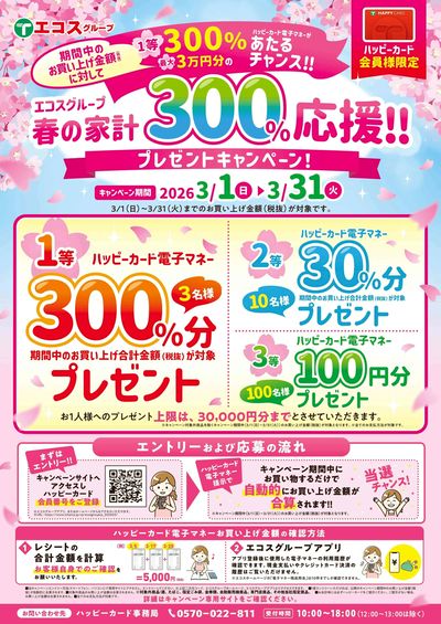 春の家計300%応援!!プレゼントキャンペーン!