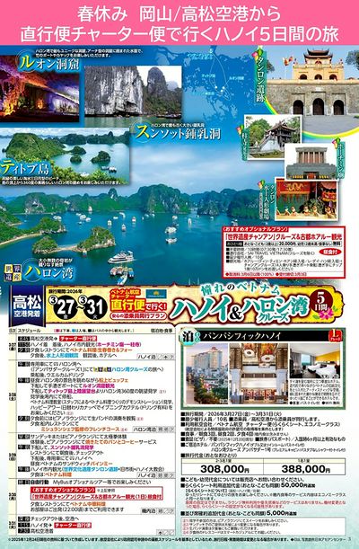 「チャーター直行便で行くベトナム5日間」ハロン湾を豪華客船でクルーズも!直行便利用で移動もラクラク♪