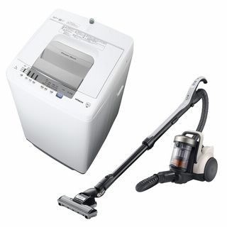 【設置なし】日立 7kg洗濯機+サイクロンクリーナー