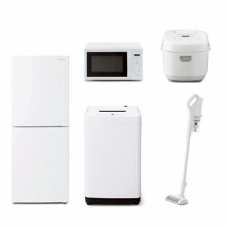 【軒先渡し】家電5点セット(冷凍冷蔵庫+全自動洗濯機+ジャー炊飯器+電子レンジ+充電式サイクロンスティッククリーナー)