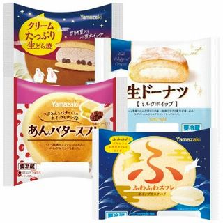 クリームたっぷり生どら焼き甘納豆/生ドーナツ(ミルクホイップ)/あんバタースフレ/ふわふわスフレ(ホイップカスタード)