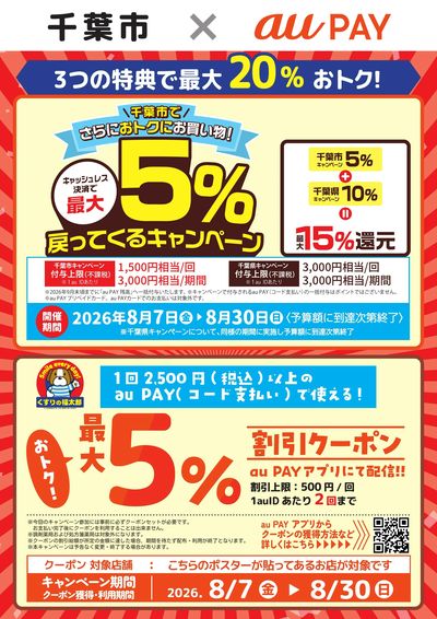 千葉市限定キャッシュレスキャンペーン×auPayクーポン